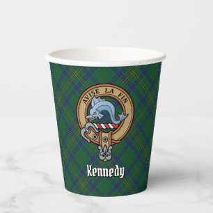 Clan Kennedy Crest over Tartan Paper Cups