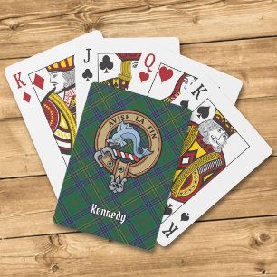 Clan Kennedy Crest over Tartan Playing Cards