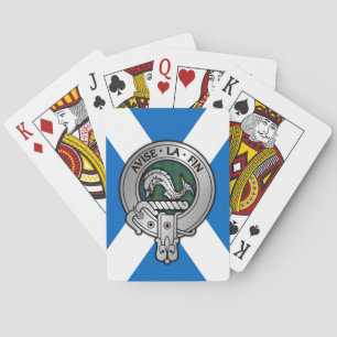 Clan Kennedy Crest & Tartan on Saltire Playing Cards