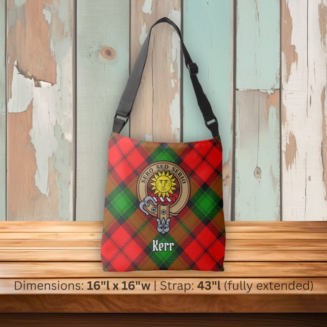 Clan Kerr Crest over Tartan Crossbody Bag (Creator Uploaded)