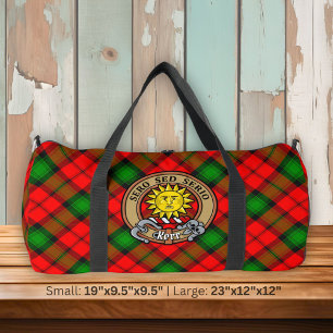 Clan Kerr Crest over Tartan Duffle Bag
