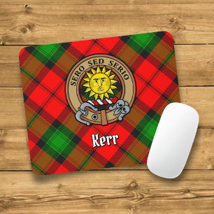 Clan Kerr Crest over Tartan Mouse Pad