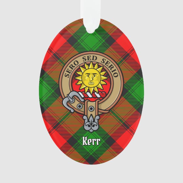 Clan Kerr Crest over Tartan Ornament (Front)