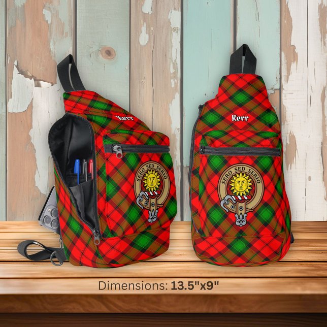 Clan Kerr Crest over Tartan Sling Bag (Creator Uploaded)