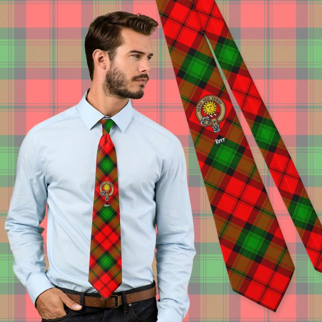 Clan Kerr Crest over Tartan Tie (Creator Uploaded)