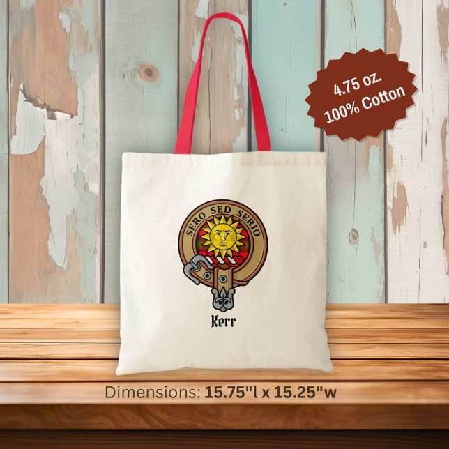 Clan Kerr Crest over Tartan Tote Bag (Creator Uploaded)