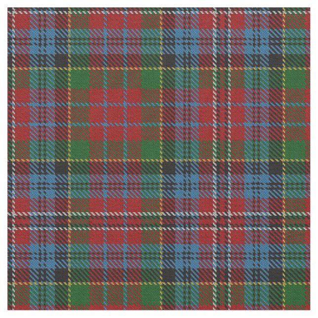 Clan Kidd Red Green Blue Scottish Tartan Plaid Fabric (Close Up)
