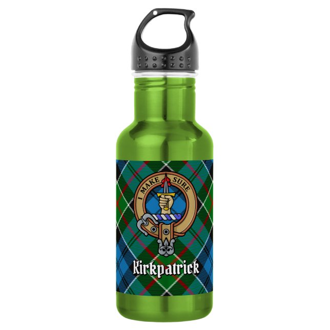 Clan Kirkpatrick Crest over Tartan 532 Ml Water Bottle (Front)