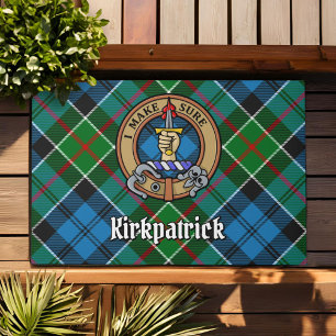 Clan Kirkpatrick Crest over Tartan Doormat