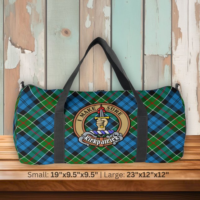 Clan Kirkpatrick Crest over Tartan Duffle Bag (Creator Uploaded)