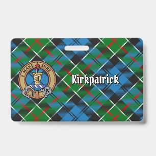 Clan Kirkpatrick Crest over Tartan ID Badge