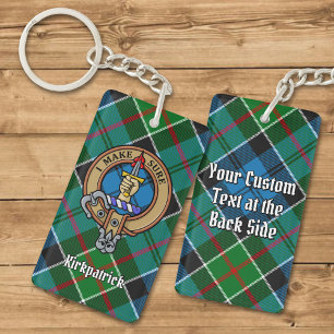 Clan Kirkpatrick Crest over Tartan Key Ring