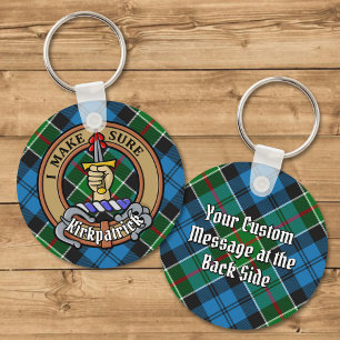 Clan Kirkpatrick Crest over Tartan Key Ring