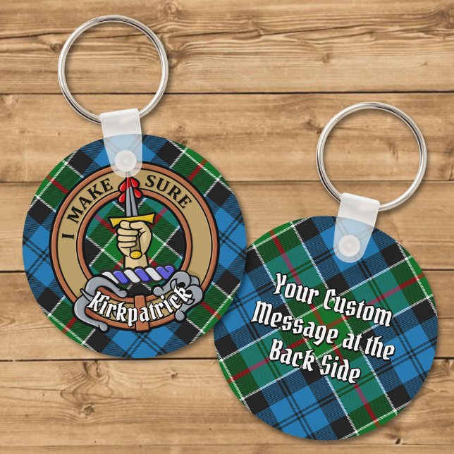 Clan Kirkpatrick Crest over Tartan Key Ring (Creator Uploaded)