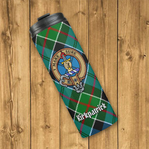 Clan Kirkpatrick Crest over Tartan Thermal Tumbler