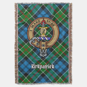 Clan Kirkpatrick Crest over Tartan Throw Blanket