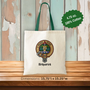 Clan Kirkpatrick Crest over Tartan Tote Bag