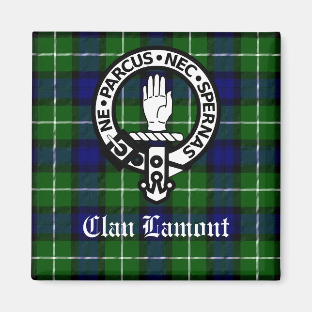 Clan Lamont Crest Badge & Tartan Magnet (Front)
