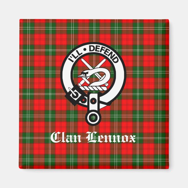 Clan Lennox Crest Badge & Tartan Magnet (Front)