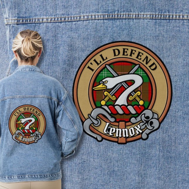 Clan Lennox Crest over Tartan Denim Jacket (Creator Uploaded)