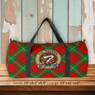 Clan Lennox Crest over Tartan Duffle Bag