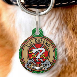 Clan Lennox Crest over Tartan Pet Tag