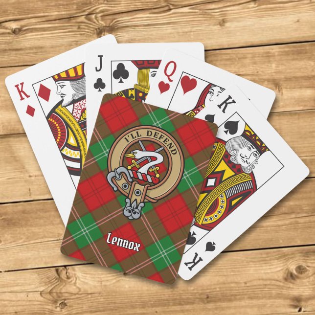 Clan Lennox Crest over Tartan Playing Cards (Creator Uploaded)