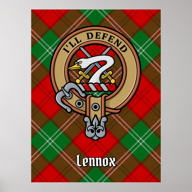 Clan Lennox Crest over Tartan Poster (Front)