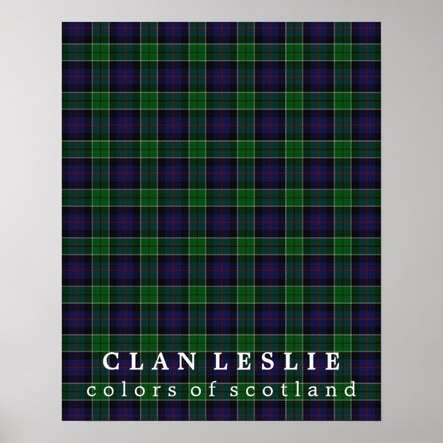 Clan Leslie Colours of Scotland Tartan Poster (Front)