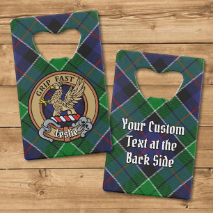 Clan Leslie Crest over Hunting Tartan