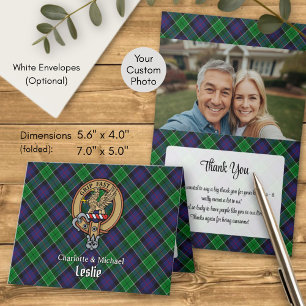 Clan Leslie Crest over Hunting Tartan Invitation
