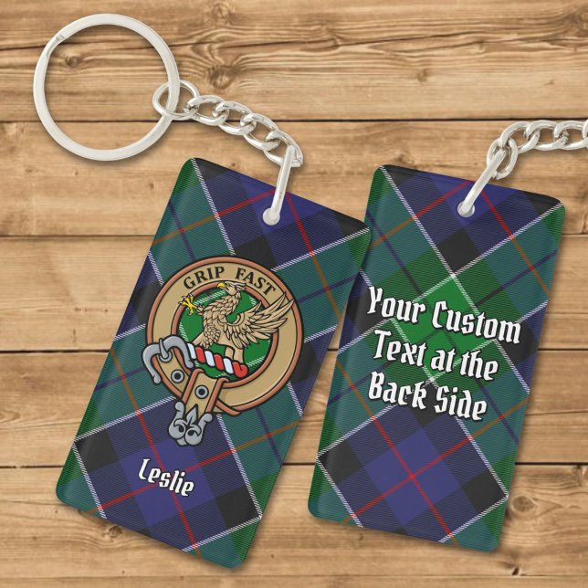 Clan Leslie Crest over Hunting Tartan Key Ring (Creator Uploaded)
