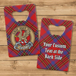 Clan Leslie Crest over Red Tartan