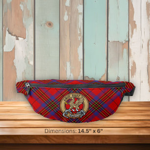 Clan Leslie Crest over Red Tartan Bum Bags