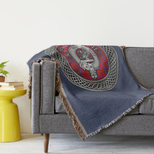 Clan Leslie Crest & Tartan Knot Throw Blanket