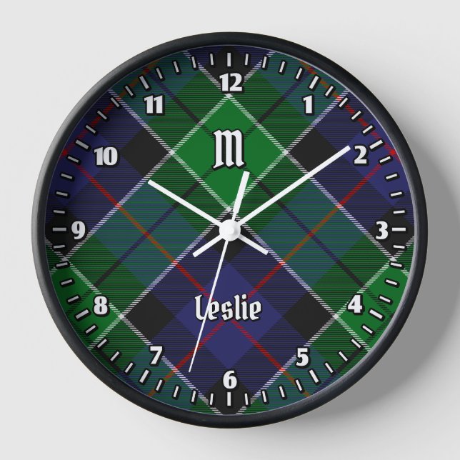 Clan Leslie Hunting Tartan Clock (Front)