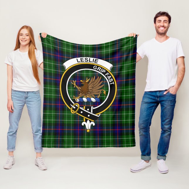 Clan Leslie Hunting Tartan Plaid Fleece Blanket (In Situ)