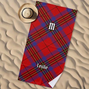 Clan Leslie Red Tartan Beach Towel