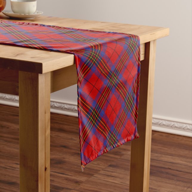 Clan Leslie Red Tartan Long Table Runner (In Situ)