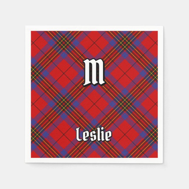 Clan Leslie Red Tartan Napkin (Front)