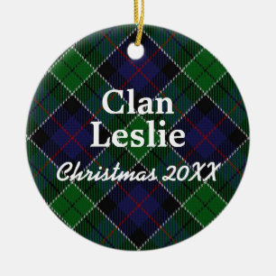 Clan Leslie Scottish Tartan Ceramic Tree Decoration
