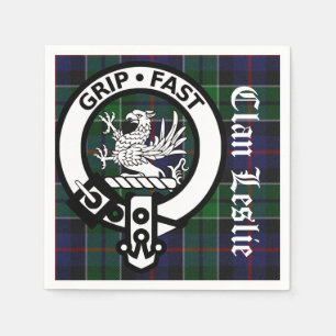 Clan Leslie Tartan & Crest Paper Napkins