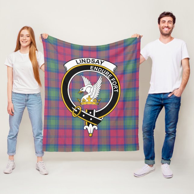 Clan Lindsay Ancient Tartan Plaid Fleece Blanket (In Situ)