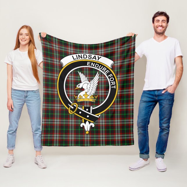 Clan Lindsay Hunting Tartan Plaid Fleece Blanket (In Situ)