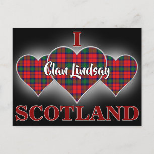 Clan Lindsay I Love Scotland Tartan Heart Postcard