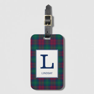 Clan Lindsay Tartan Monogrammed Luggage Tag