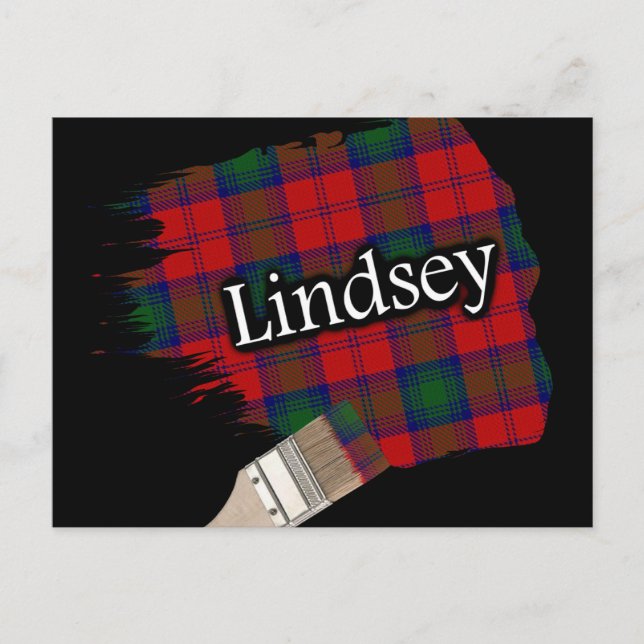 Clan Lindsey Lindsay Scottish Tartan Paint Brush Postcard (Front)