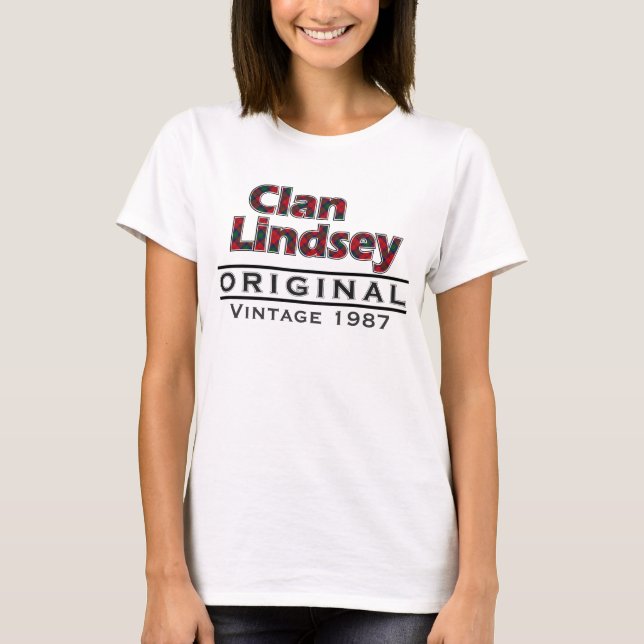 Clan Lindsey Vintage Customise Your Birthyear T-Shirt (Front)
