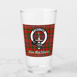 Clan MacAlister Crest Badge and Tartan Glass