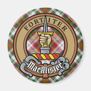 Clan MacAlister Crest over Dress Tartan Magnet